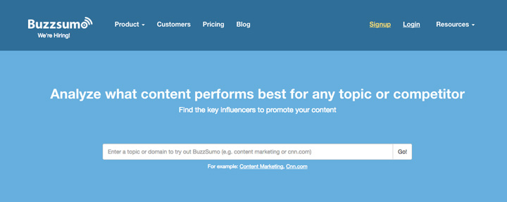 Screenshot von Buzzsumo.com