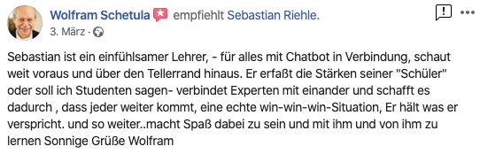 Testimonial Wolfram Schetula